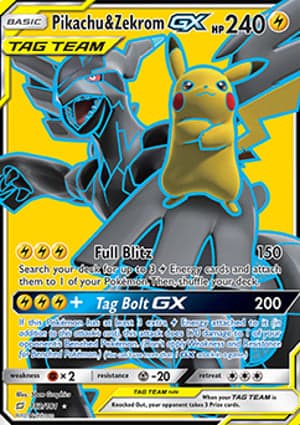 Carta Pikachu e Zekrom-GXPikachu & Zekrom-GX