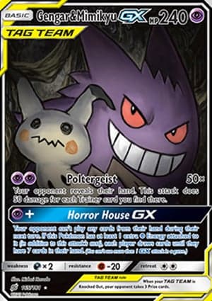 Carta Gengar e Mimikyu-GXGengar & Mimikyu-GX