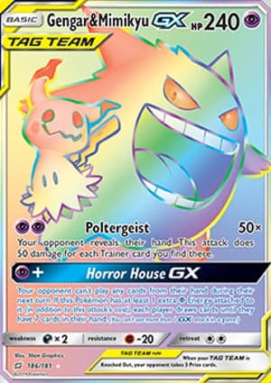 Carta Gengar e Mimikyu-GXGengar & Mimikyu-GX