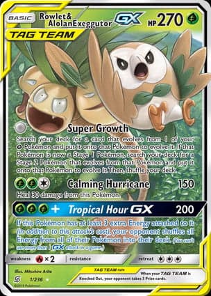 Carta Rowlet e Exeggutor de Alola-GXRowlet & Alolan Exeggutor-GX