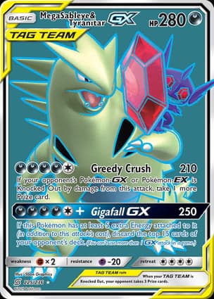 Carta Mega Sableye e Tyranitar-GXMega Sableye & Tyranitar-GX