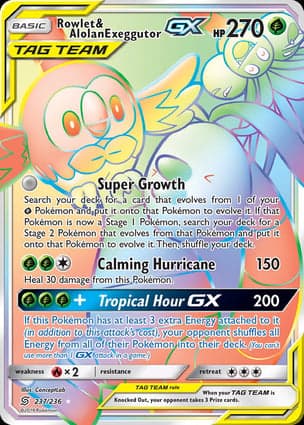 Carta Rowlet e Exeggutor de Alola-GXRowlet & Alolan Exeggutor-GX