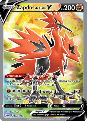 Carta Zapdos de Galar VGalarian Zapdos V