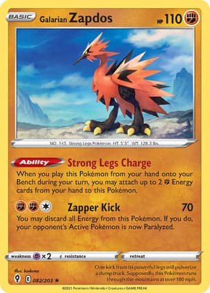 Carta Galarian Zapdos