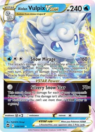 Carta Vulpix de Alola V-ASTROAlolan Vulpix VSTAR