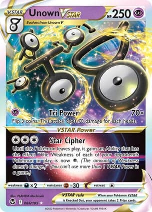 Carta Unown V-ASTROUnown VSTAR