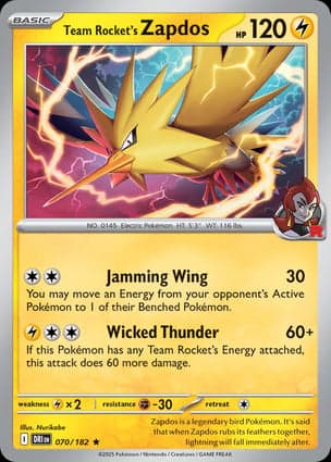 Carta Zapdos da Equipe Rocket