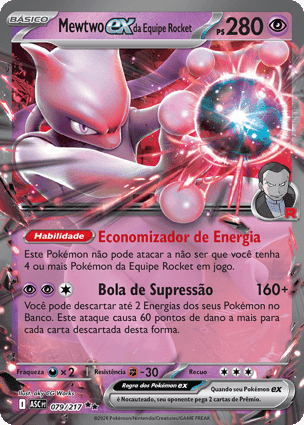 Carta Mewtwo ex da Equipe RocketTeam Rocket's Mewtwo ex