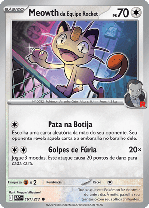 Carta Meowth da Equipe RocketTeam Rocket's Meowth