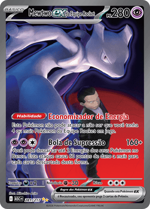 Carta Mewtwo ex da Equipe RocketTeam Rocket's Mewtwo ex